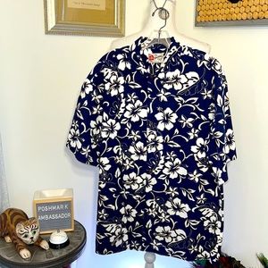 Blue Hawaiian Print Button up Short Sleeve SZ.XL